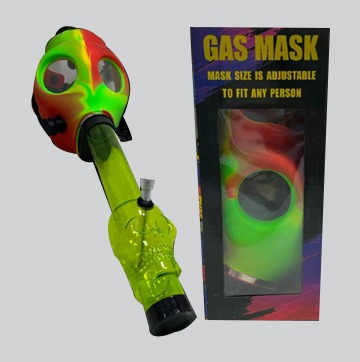 Multicolor Silicone Gas Mask Water Pipe available at Gorilla Vape Fort Worth, Texas.