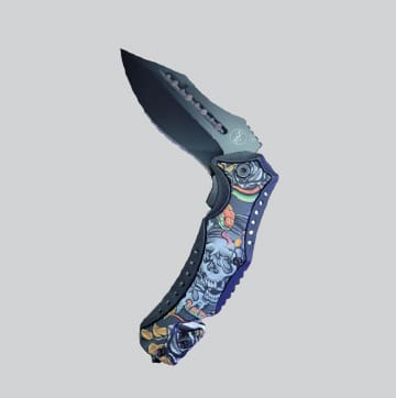 Defender-Xtreme Snake Skull Open Folding Pocket Knife for sale at Gorilla Vape Fort Worth, Texas.