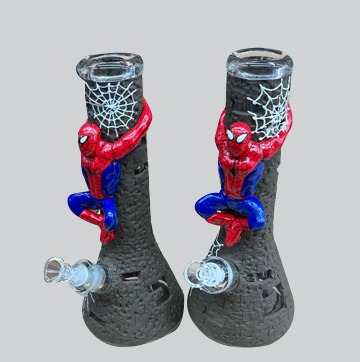 NICE GLASS 3D-Wrap Spidey Beaker available for purchase at Gorilla Vape Fort Worth, Texas.