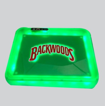 Green Rechargeable Glowing Backwoods Rolling Tray available at Gorilla Vape in Fort Worth, Texas.