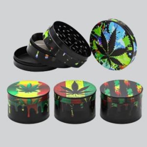 Weed Designs 4 Piece Herb Grinder, available at Gorilla Vape in Fort Worth, Texas.