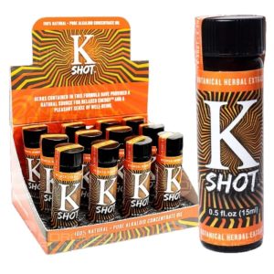 K Shot Kratom Liquid Extract 15mL Pack of 12 available at Gorilla Vape in Fort Worth, Texas.